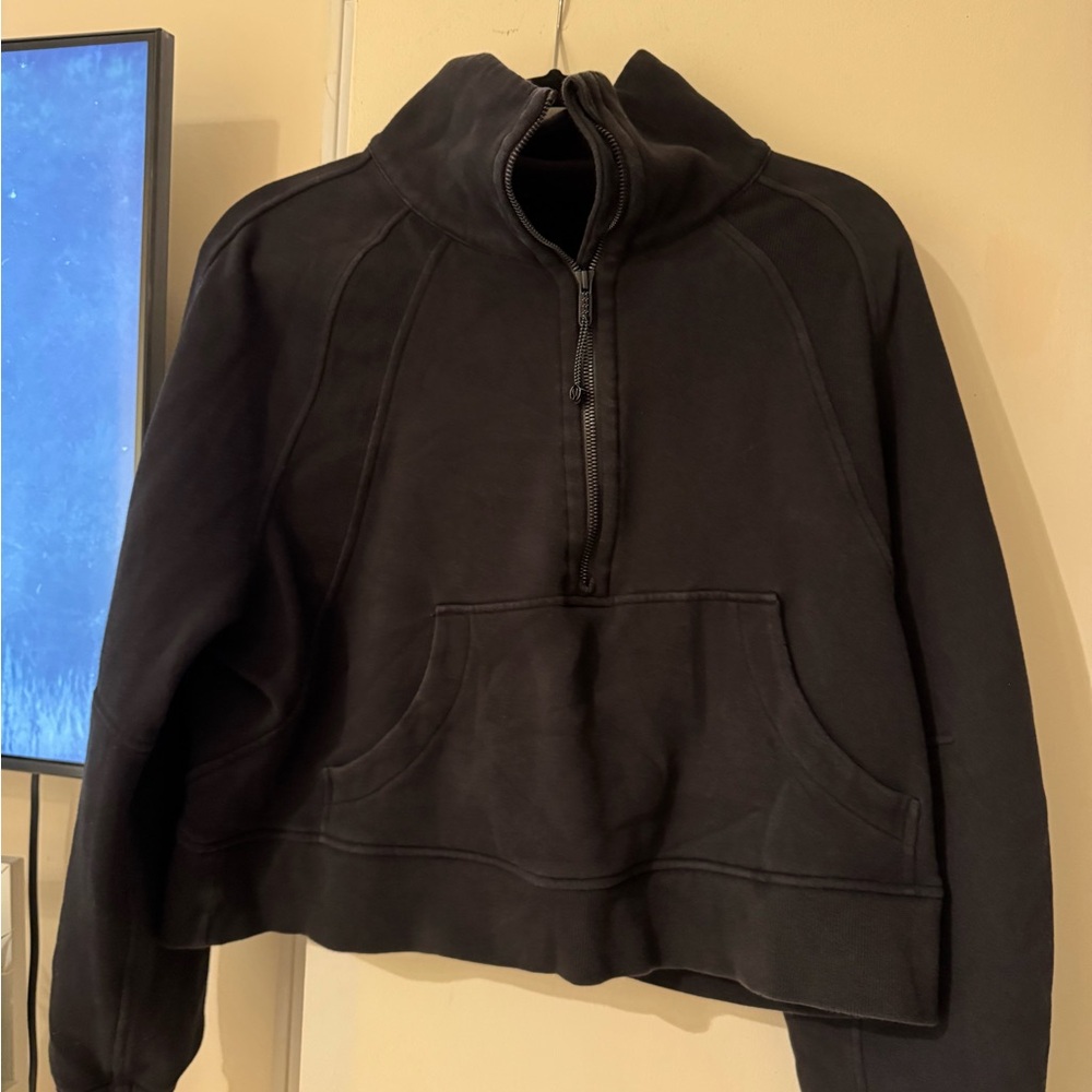 Black Half-Zip Pullover Sweatshirt